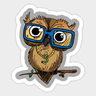 Hipster Owl Sticker